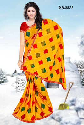 SkyCraftX Printed, Self Design Bollywood Georgette Saree(Yellow)