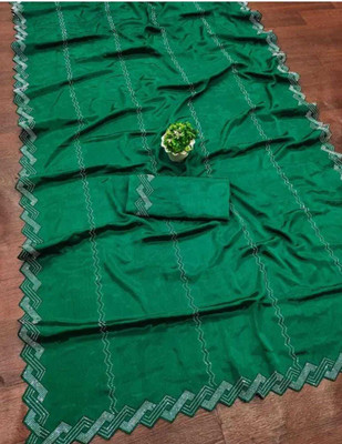 sejufashion Embellished Bollywood Chiffon Saree(Green)