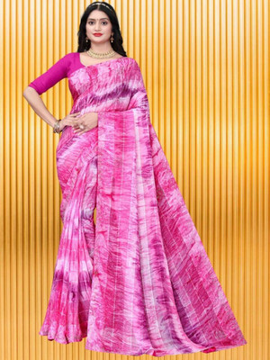 HouseOfCommon Printed Bollywood Georgette Saree(Pink)