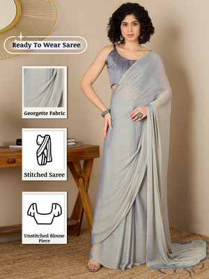 Sareemall Solid/Plain Bollywood Georgette Saree(Grey)