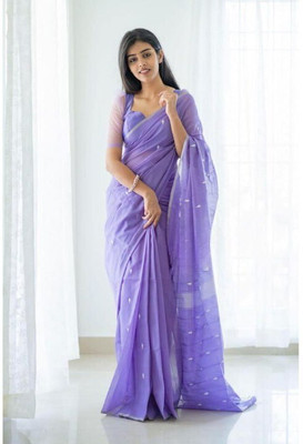 NIRLABH Striped Banarasi Pure Silk Saree(Purple)