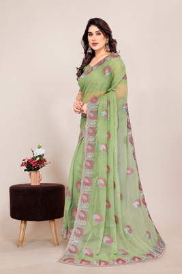 SHUBHDRASHTI NX Embroidered Bollywood Silk Blend Saree(Light Green)