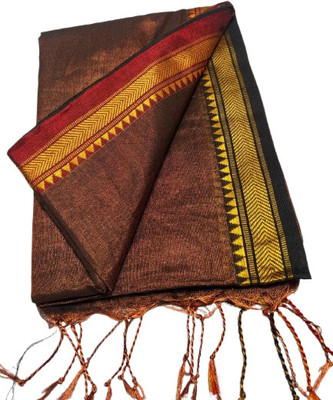 kalpana handloom Solid/Plain Handloom Tissue Saree(Multicolor)