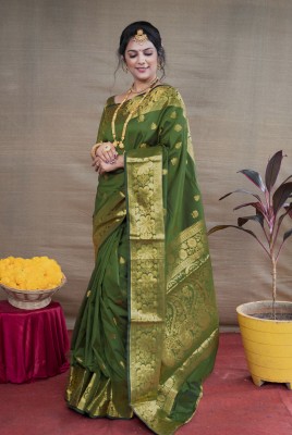 OFLINE SELECTION Self Design Paithani Silk Blend Saree(Light Green)