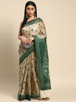 SHANVIKA Printed Daily Wear Pure Cotton Saree(Beige)