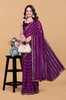 watay Embroidered Bollywood Georgette Saree(Multicolor)