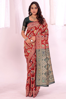 Suali Woven Banarasi Pure Silk Saree(Maroon)