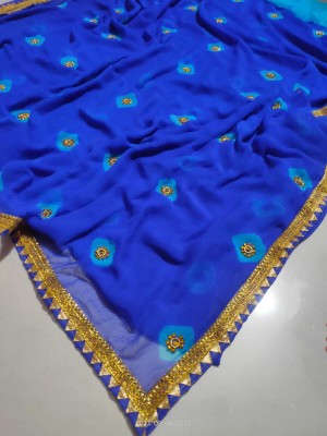 Neelkanth Ent Printed, Self Design, Graphic Print, Striped, Checkered Handloom Chiffon Saree(Blue)