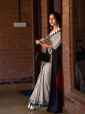 YASHIKA Printed Daily Wear Tussar Silk Saree(Cream)