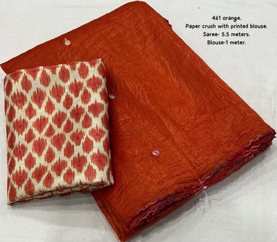 Dhanlaxmi CreationLLP Dyed, Temple Border Bollywood Tissue Saree(Orange)