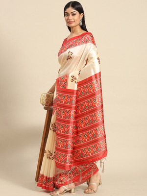 Divastri Self Design Sambalpuri Silk Blend Saree(Beige)