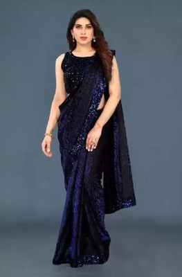 Readymart Embellished Bollywood Lycra Blend Saree(Blue)