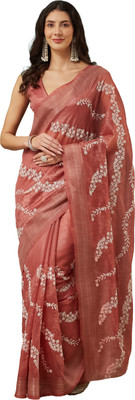 ECOLEAF Solid/Plain Leheria Art Silk Saree(Red)