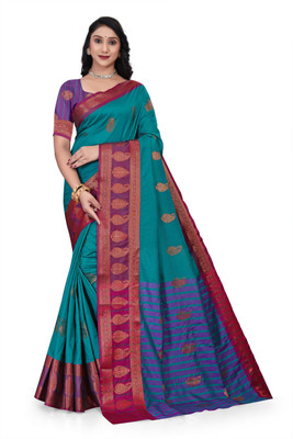 Nikita Fashion Printed Kanjivaram Jacquard Saree(Multicolor)