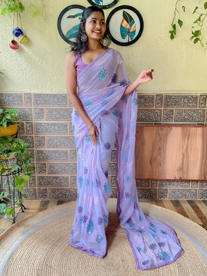 Divastri Embellished Bollywood Georgette Saree(Purple)
