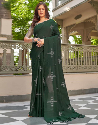 Julee Printed Banarasi Pure Silk Saree(Green)