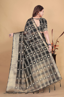 Aarunika LGF Solid/Plain Bollywood Organza Saree(Black)