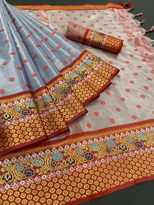 BHUTADABAPA Printed Kanjivaram Organza, Pure Silk Saree(Multicolor)