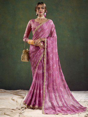 Sareemall Embellished Bollywood Chiffon Saree(Pink)