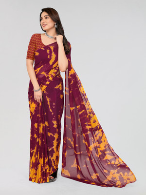 VJ FASHION Floral Print Daily Wear Georgette Saree(Mustard)