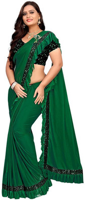 mahim Printed Bollywood Lycra Blend Saree(Green)