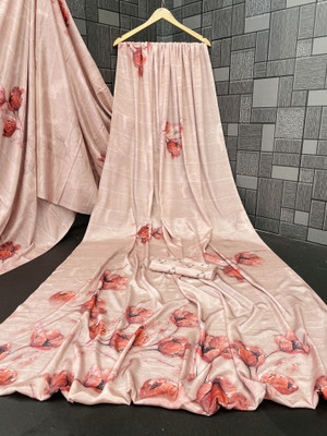Jumki Fashion Digital Print, Floral Print Bollywood Crepe Saree(Orange)