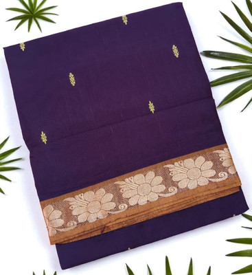 Nethra Floral Print Chettinadu Pure Cotton Saree(Purple)