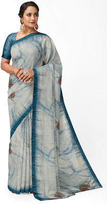 Kayaan Printed Bollywood Georgette Saree(Blue, White)