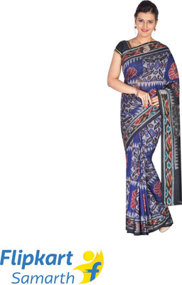 handloom paridhaan Printed Daily Wear Pure Cotton Saree(Blue)