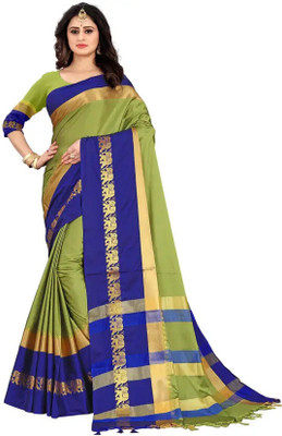 HouseOfCommon Woven Bollywood Cotton Silk Saree(Multicolor)