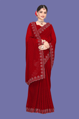 Shiv Febric Embellished Bollywood Georgette Saree(Red)