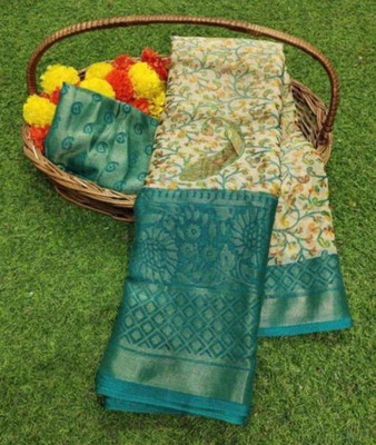 THEOMDESIGNER Printed Bollywood Georgette Saree(Light Blue)