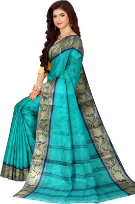 BD Taant Saree Self Design Tant Pure Cotton Saree(Green)