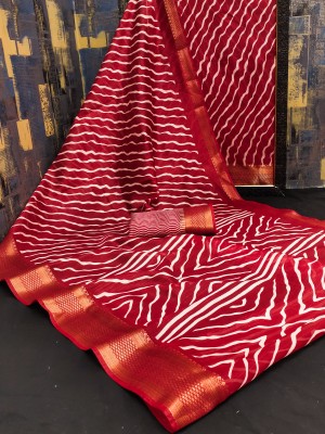 Bandhanivilla Printed Bollywood Cotton Blend Saree(Red)