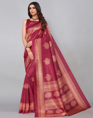 Divastri Printed Banarasi Silk Blend Saree(Maroon)