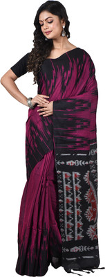 chhanda handloom sarees Printed Sambalpuri Handloom Cotton Blend Saree(Pink)