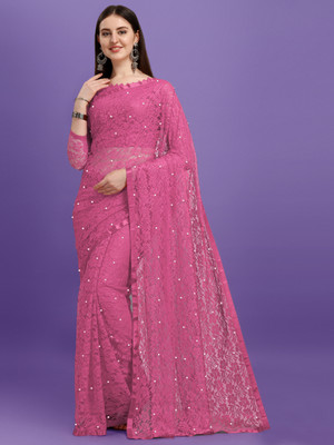 Croza Self Design Bollywood Net Saree(Multicolor)