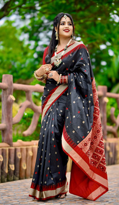 womensaree Woven Sambalpuri Cotton Blend Saree(Black)