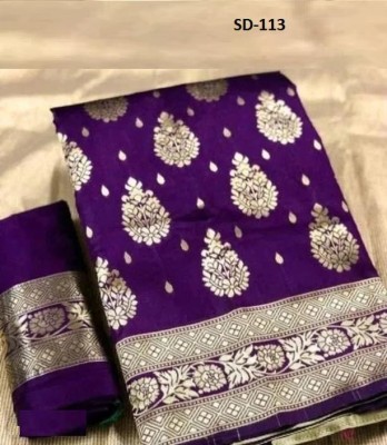 Aadvika Printed, Woven Banarasi Jacquard Saree(Purple)