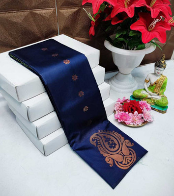 VASTUKALA Woven Kanjivaram Pure Silk, Art Silk Saree(Dark Blue)