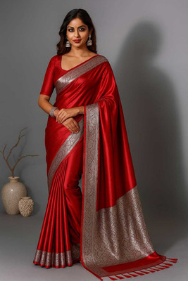 Tilfelle Woven Banarasi Satin Saree(Red)