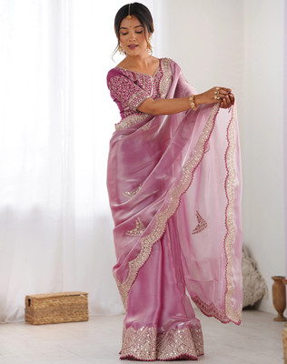 Tasrika Printed Bollywood Jimmy choo Saree(Pink)