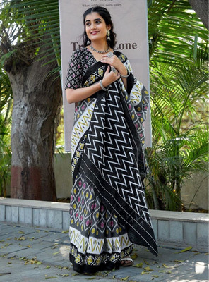 Divastri Printed Daily Wear Cotton Blend Saree(Grey)