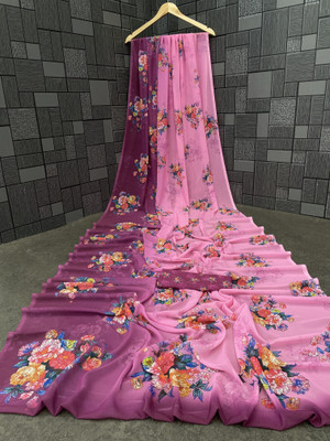 Pemal Designer Digital Print Bollywood Georgette Saree(Multicolor)