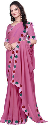Kyaraafab Self Design Bollywood Georgette Saree(Pink)