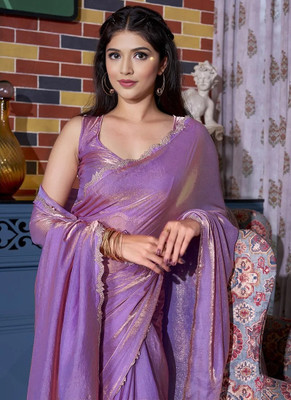 Anjani Textile Embellished Bollywood Tussar Silk Saree(Purple)