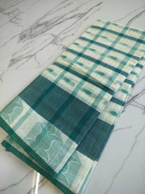 Duttafashion Woven Tant Pure Cotton Saree(Cream)