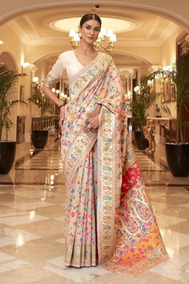 Navanari Woven Kanjivaram Cotton Silk Saree(White)