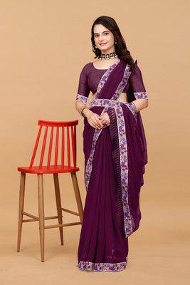 Labheshwari Solid/Plain Daily Wear Georgette Saree(Maroon)