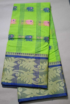 Reba saree center Self Design Tant Pure Cotton Saree(Blue)